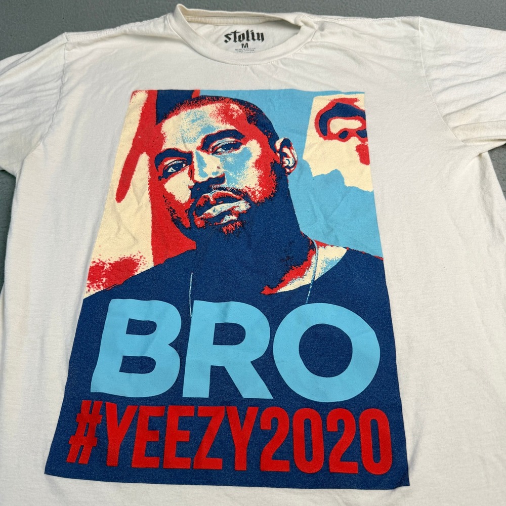 Kanye West President Yeezy 2020 Bro T-Shirt White Stolin Graphic Tee Mens Medium